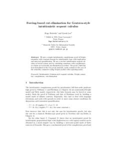 Forcing-based cut-elimination for Gentzen-style intuitionistic sequent calculus Hugo Herbelin1 and Gyesik Lee2 1  2