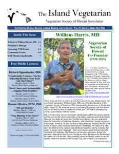 The  Island Vegetarian Vegetarian Society of Hawaii Newsletter