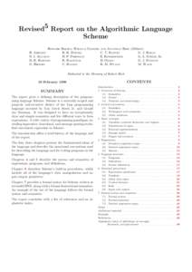 Revised5 Report on the Algorithmic Language Scheme RICHARD H. ABELSON N. I. ADAMS IV D. H. BARTLEY