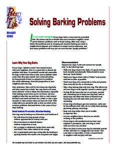 Solving Barking Problems BEHAVIOR SERIES I