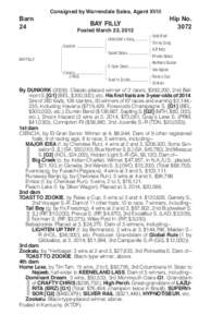 Barn 24 Consigned by Warrendale Sales, Agent XVIII  BAY FILLY
