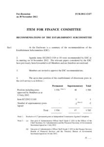 For discussion on 30 November 2012 FCR[removed]ITEM FOR FINANCE COMMITTEE