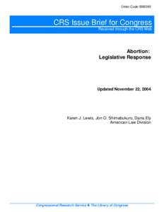 Abortion:  Legislative Response