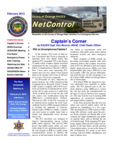 FebruaryCounty of Orange RACES NetControl Newsletter of the County of Orange Radio Amateur Civil Emergency Service