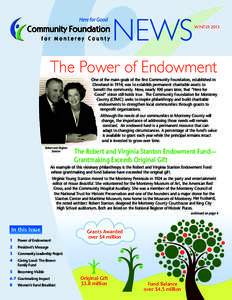 NEWS  WINTER 2013 The Power of Endowment One of the main goals of the first Community Foundation, established in