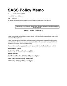 SASS Policy Memo To: SASS Contest Directors  From: SASS Board of Directors