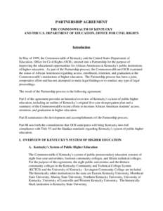 PARTNERSHIP AGREEMENT THE COMMONWEALTH OF KENTUCKY AND THE U.S. DEPARTMENT OF EDUCATION, OFFICE FOR CIVIL RIGHTS Introduction