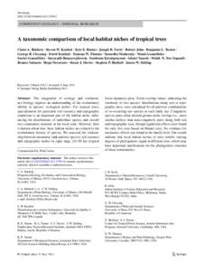 Oecologia DOI[removed]s00442[removed]Community ecology - Original research  A taxonomic comparison of local habitat niches of tropical trees