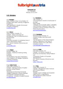 Participants List U.S. Orientation February 22-23, 2018 U.S. Scholars: Iman Borazjani
