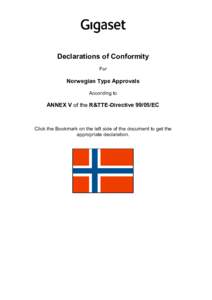 Declarations of Conformity For Norwegian Type Approvals According to
