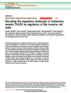ARTICLE Received 15 Sep 2014 | Accepted 16 Feb 2015 | Published 9 Apr 2015 DOI: ncomms7683  OPEN