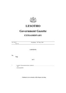 LESOTHO  Government Gazette  EXTRAORDINARY  Vol. XLVI  No. 44 