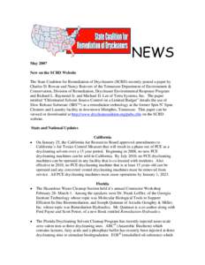 May 2007 State Coalition for Remediation of Drycleaners Newsletter