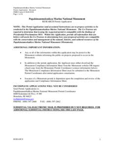 Papahānaumokuākea Marine National Monument Permit Application - Research OMB Control # [removed]Page 1 of 16  Papahānaumokuākea Marine National Monument