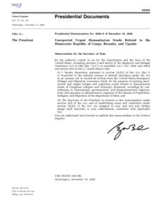 Presidential Documents Federal Register Vol. 73, No. 251