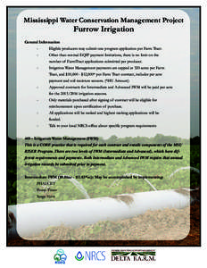Mississippi Water Conservation Management Project  Furrow Irrigation General Information -
