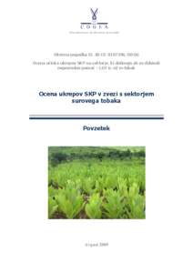 Evaluation of measures applied under the Common Agricultural Policy to the raw tobacco sector