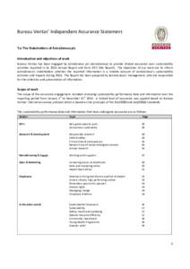    Bureau	
  Veritas’	
  Independent	
  Assurance	
  Statement	
     	
   To:	
  The	
  Stakeholders	
  of	
  AstraZeneca	
  plc	
  