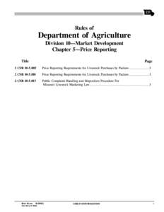 Rules of  Department of Agriculture Division 10—Market Development Chapter 5—Price Reporting Title