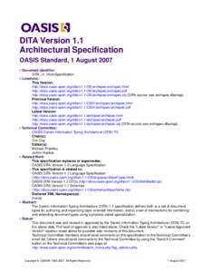 DITA Version 1.1 Architectural Specification
