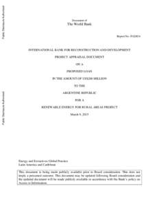 Public Disclosure Authorized Public Disclosure Authorized Document of  The World Bank
