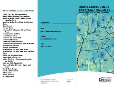 Joining Census Data to TIGER/Line® Shapefiles WHAT SHAPEFILES ARE AVAILABLE? 5-digit ZIP Code Tabulation Areas Alaska Native Regional Corporations