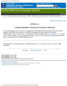 Appendix A.1 2004AB UMLS Appendix to the License Agreement