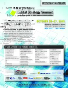 INVITATION TO SPONSOR  Library Leaders Digital Strategy Summit An Event for Library, Archives, and Museum Directors and Executive Management