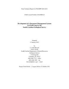 Final Technical Report for NGGDPPUSGS Award Number G10AP00125 Development of a Document Management System For Drill Logs by the