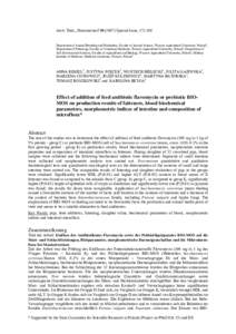 Effect of addition of feed antibiotic flavomycin or prebiotic BIOMOS on production results of fatteners, blood biochemical parameters, morphometric indices of intestine and composition of microflora