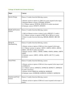 College of Health and Human Sciences  Major Courses