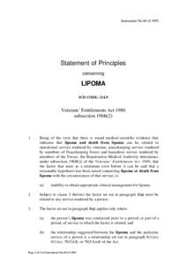 Instrument No.69 of[removed]Statement of Principles concerning  LIPOMA
