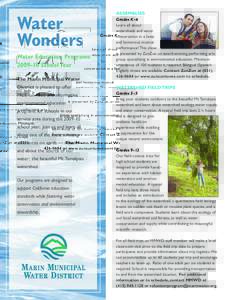Water Wonders Water Education ProgramsSchool Year The Marin Municipal Water District is pleased to offer