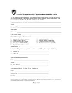 Annual Giving Campaign Organizational Donation Form