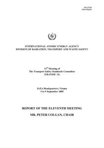 TMChair Report INTERNATIONAL ATOMIC ENERGY AGENCY DIVISION OF RADIATION, TRANSPORT AND WASTE SAFETY