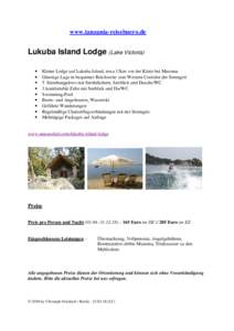 www.tanzania-reisebuero.de  Lukuba Island Lodge (Lake Victoria) • • •