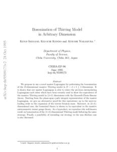 arXiv:hep-th/9509173v2 28 Oct[removed]Bosonization of Thirring Model in Arbitrary Dimension Kenji Ikegami, Kei-ichi Kondo and Atsushi Nakamura