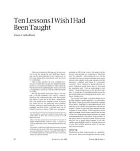 comm-rota.qxp:49 AM Page 22  Ten Lessons I Wish I Had Been Taught Gian-Carlo Rota
