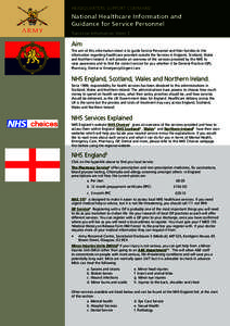 HEADQUARTERS SUPPORT COMMAND  National Healthcare Information and Guidance for Service Personnel Transition Information Sheet 3