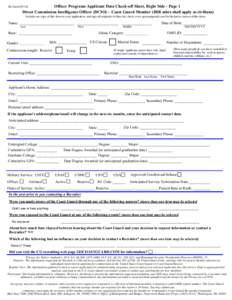 Officer Programs Applicant Data Check-off Sheet, Right Side - Page 1 Direct Commission Intelligence Officer (DCIO) - Coast Guard Member (IRR mbrs shall apply as civilians) Revised[removed]Include one copy of this form i