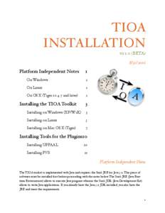 TIOA INSTALLATION v0.1.0 (BETA[removed]Platform Independent Notes