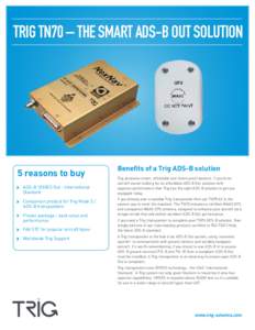 TRIG TN70 – THE SMART ADS-B OUT SOLUTION  5 reasons to buy ADS-B 1090ES Out - International