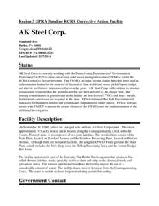 EPA Region 3 RCRA Corrective Action Facility AK Steel Corp. PAD004325254