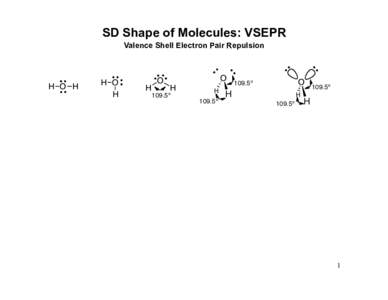 SD Shape of Molecules: VSEPR Valence Shell Electron Pair Repulsion H O H