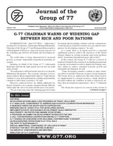 Journal of the Group of 77 Volume 16/2 Published since September 1982 by the Office of the Chairman of the Group of 77 at the United Nations Headquarters in New York