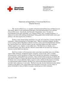 National Headquarters American Red Cross 2025 E Street, NW Washington, DCStatement on Impartiality of American Red Cross