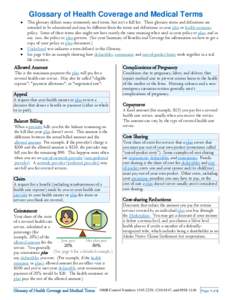 Glossary of Health Coverage and Medical Terms • • •
