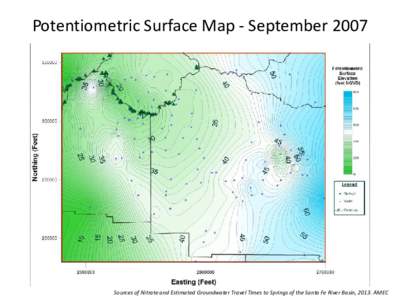 Potentiometric Surface Map - SeptemberSources of Nitrate and Estimated Groundwater Travel Times to Springs of the Santa Fe River Basin, 2013. AMEC Sources of Nitrate and Estimated Groundwater Travel Times to Spri