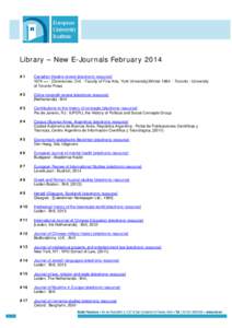 New E-Journals February 2014