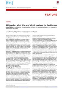 Wikipedia: what it is and why it matters for healthcare